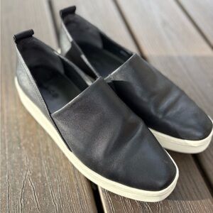 Black Slip-On Sneakers with White Soles